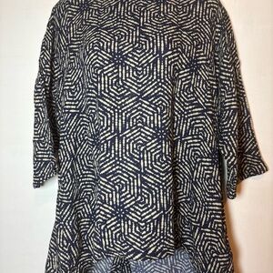 Soft Surroundings Geometric Blouse 100% Cotton Womens Large